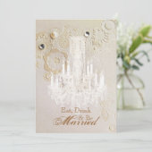 Chandelier Vintage bruiloft repetitie diner Kaart (Staand voorkant)