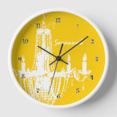 Chandelier Wall Clock - Gepersonaliseerd Mustard Y (Voorkant)