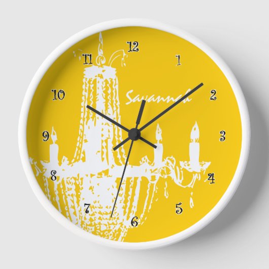 Chandelier Wall Clock - Gepersonaliseerd Mustard Y (Voorkant)