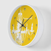 Chandelier Wall Clock - Gepersonaliseerd Mustard Y (Hoek)
