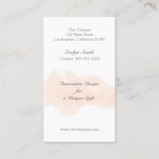 Chandelier Waterverf Designer Visitekaartje (Achterkant)