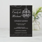 Chandelier Wedding Jubileum Black Uitnodiging (Staand voorkant)