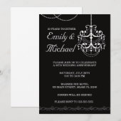 Chandelier Wedding Jubileum Black Uitnodiging (Voorkant / Achterkant)