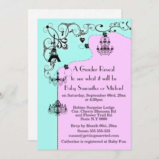 Chandelier whimsical baby Paris Kaart (Voorkant / Achterkant)