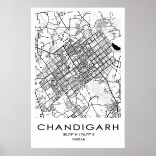 Chandigarh Map Poster  Punjab  India