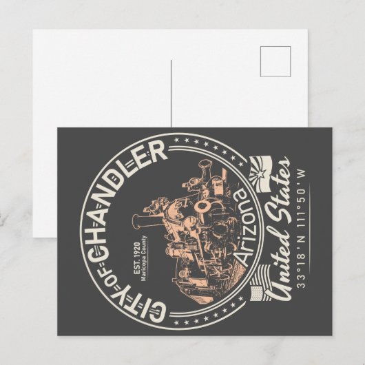 CHANDLER ARIZONA - LOCOMOTIVE - RAILROAD BRIEFKAART (Voorkant / Achterkant)