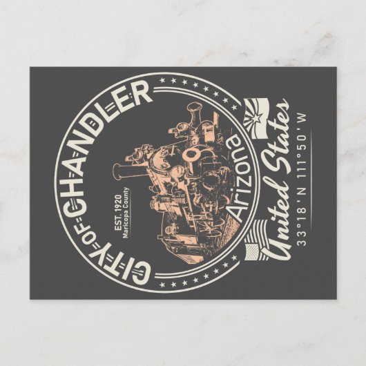CHANDLER ARIZONA - LOCOMOTIVE - RAILROAD BRIEFKAART (Voorkant)