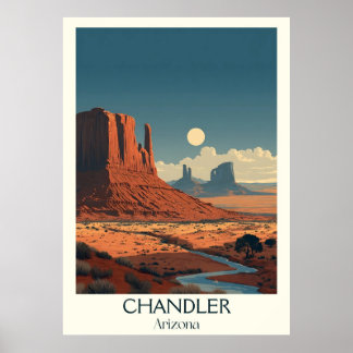 Chandler Arizona Retro Travel Poster | Vintage roo