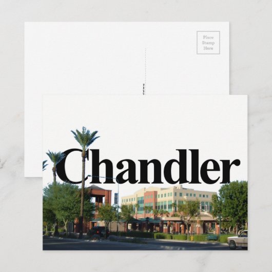 Chandler Arizona Skyline w/ Chandler in de Sky Briefkaart (Voorkant / Achterkant)
