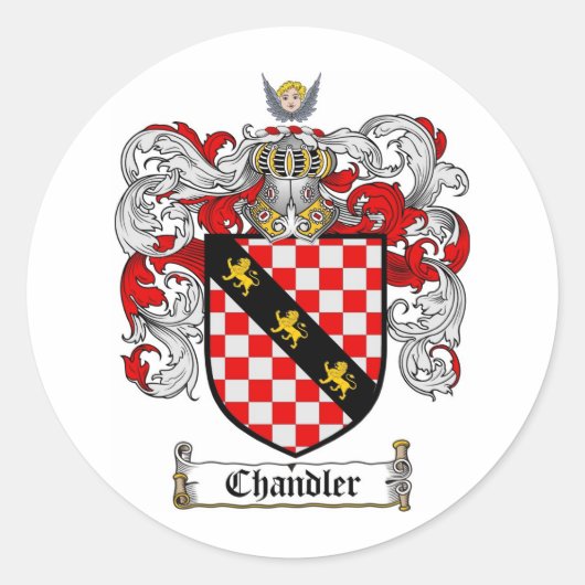 CHANDLER FAMILY CREST - CHANDLER WAPEN RONDE STICKER (Voorkant)