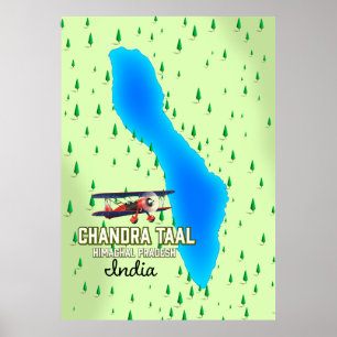Chandra Taal Himachal Pradesh Indiase meer kaart Poster