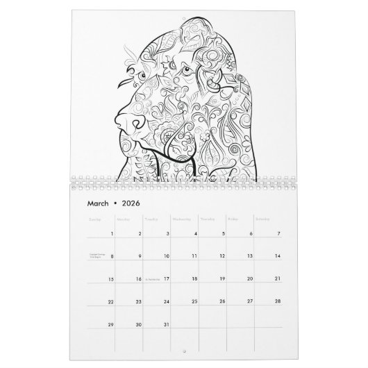ChanDraws kalender voor volwassen kleuren (Mar 2026)