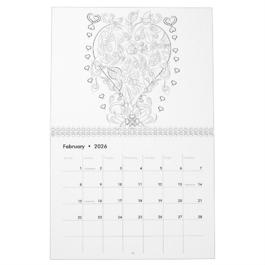 ChanDraws kalender voor volwassen kleuren (Feb 2026)
