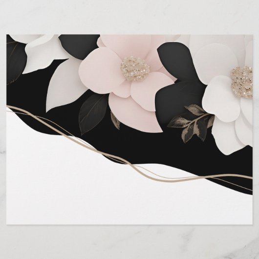 Chanel-geïnspireerd Tri-Fold bruiloft programma (Achterkant)