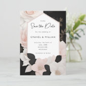 Chanel-geïnspireerd zwart-wit bewaart de datum kaart (Staand voorkant)