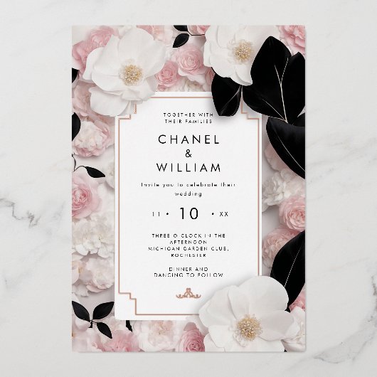 Chanel-geïnspireerde luxe folie uitnodiging (Voorkant)