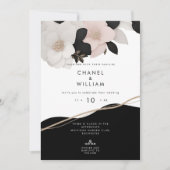 Chanel zwart en wit met juwelen getooid bloemenbru kaart (Voorkant)