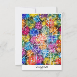 Changchun China Stadsplattegrond Bedankkaart