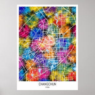 Changchun China Stadsplattegrond Poster