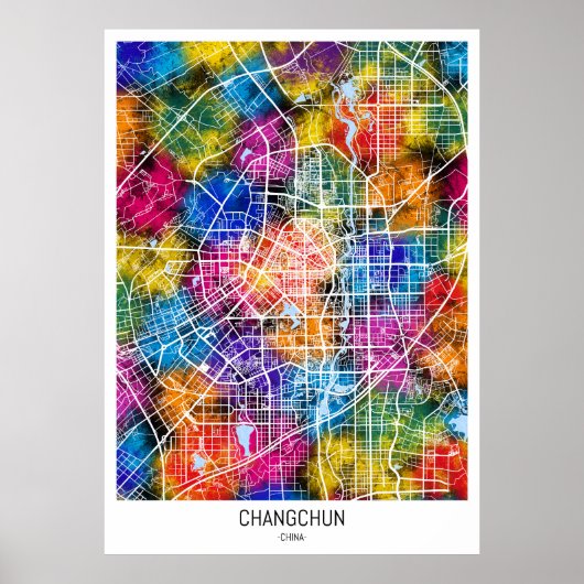 Changchun China Stadsplattegrond Poster (Voorkant)