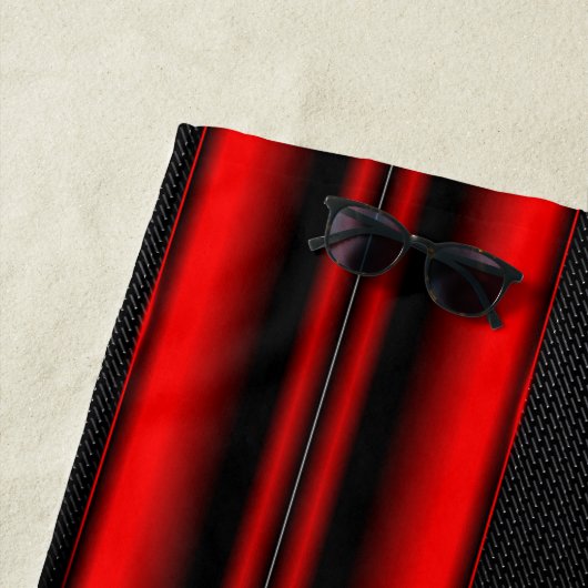 Change Initial Add Name Red on Black Stripes Strandlaken (In situ)