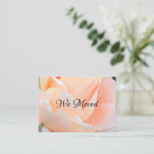 Change of Address Card – Elegant Peach Rose Visitekaartje (Staand voorkant)