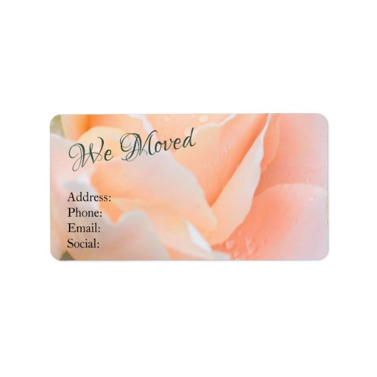 Change of Address – Elegant Peach Rose Floral Etiket (Voorkant)