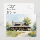 Change of Address Farmhouse Watercolor Style Briefkaart (Voorkant / Achterkant)