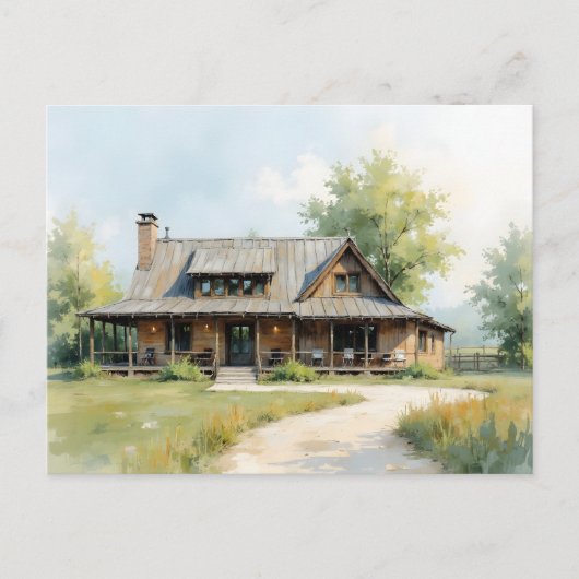 Change of Address Farmhouse Watercolor Style Briefkaart (Voorkant)
