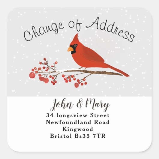 Change of Address sticker cardinal (Voorkant)