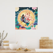 Chang'e op de maan Mid-Herfstfestival Poster (Keuken)