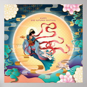 Chang'e op de maan Mid-Herfstfestival Poster
