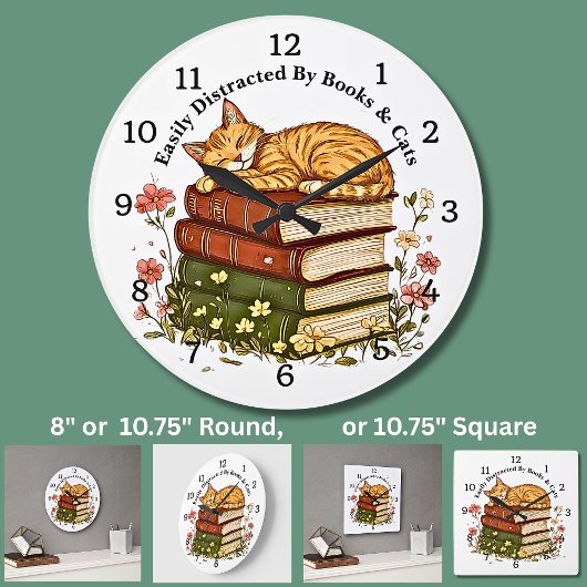 Change Text -Easily Distracted Books & Cats  Grote Klok