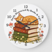 Change Text -Easily Distracted Books & Cats  Grote Klok (Voorkant)