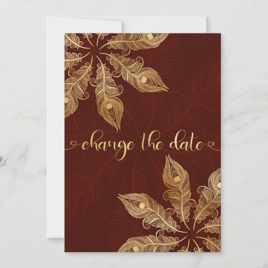 Change the date card with gold peacock feathers (Voorkant)