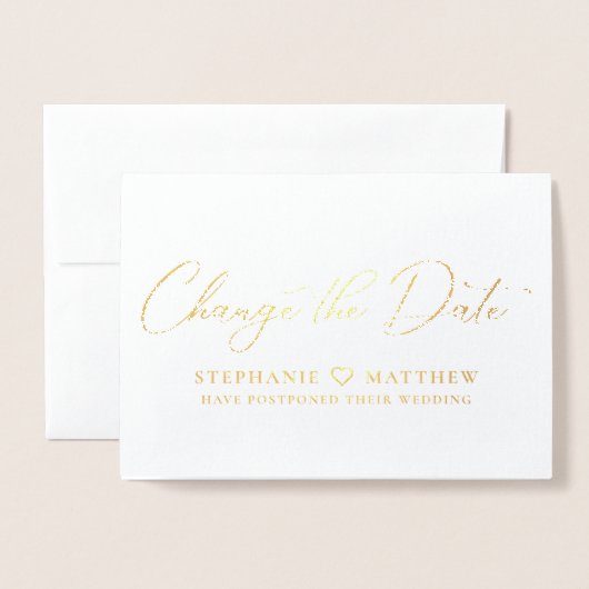Change The Date Elegant Script Lettertype Folie Kaarten (Voorkant met envelop)