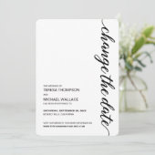 "Change the Date" Minimalistische Black and White Kaart (Staand voorkant)