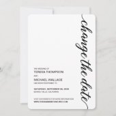 "Change the Date" Minimalistische Black and White Kaart (Voorkant)