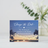 Change the Date Summer Palm Beach String Lights Briefkaart (Staand voorkant)