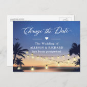 Change the Date Summer Palm Beach String Lights Briefkaart (Voorkant / Achterkant)