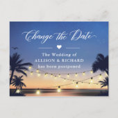 Change the Date Summer Palm Beach String Lights Briefkaart (Voorkant)