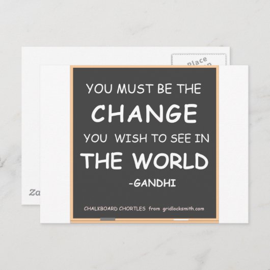Change-World-Gandhi Briefkaart (Voorkant / Achterkant)