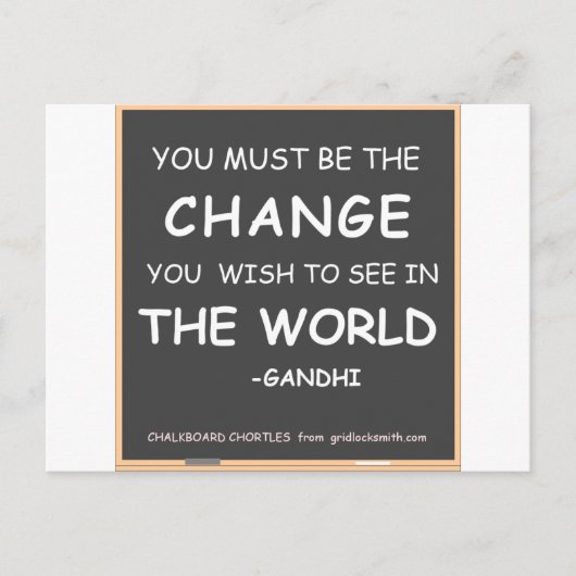 Change-World-Gandhi Briefkaart (Voorkant)