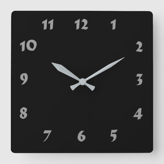 Changeable Numbered Black Clock Vierkante Klok (Voorkant)