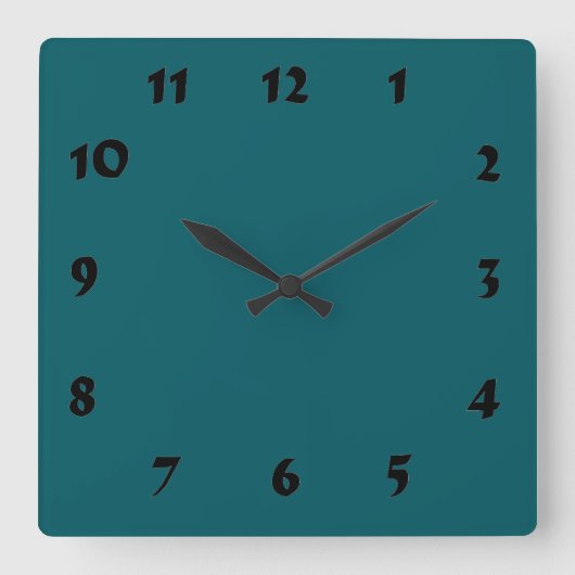 Changeable Numbered Dark Blauwgroen Clock Vierkante Klok (Voorkant)