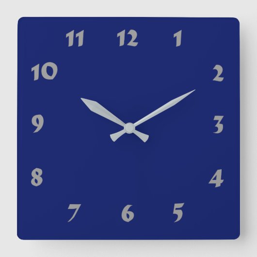 Changeable Numbered Navy Blue Clock Vierkante Klok (Voorkant)
