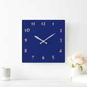 Changeable Numbered Navy Blue Clock Vierkante Klok (Huis)
