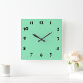 Changeable Numbering Pastel Mint Green Clock Vierkante Klok (Huis)