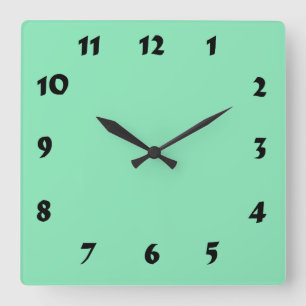 Changeable Numbering Pastel Mint Green Clock Vierkante Klok