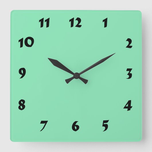 Changeable Numbering Pastel Mint Green Clock Vierkante Klok (Voorkant)